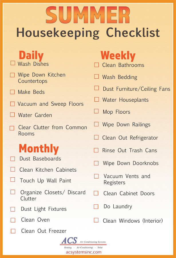 Summer Housekeeping Checklist ACS Air Conditioning Systems summer-housekeeping-checklist-acs-air-conditioning-systems